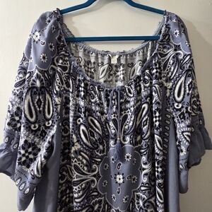Cato Women's Blue Paisley Blouse